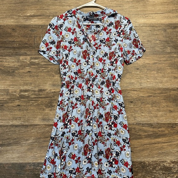 Calvin Klein Jeans Red Peplum Midi Sundress with Notched Collar - Picture 1 of 9
